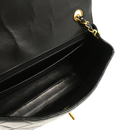 Chanel 1996-1997 Black Lambskin Straight Flap Shoulder Bag