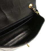 Chanel 1996-1997 Black Lambskin Straight Flap Shoulder Bag