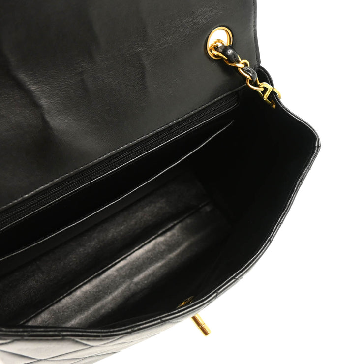 Chanel 1996-1997 Black Lambskin Straight Flap Shoulder Bag