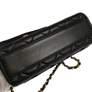 Chanel 1996-1997 Black Lambskin Straight Flap Shoulder Bag