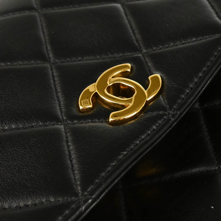 Chanel 1996-1997 Black Lambskin Straight Flap Shoulder Bag