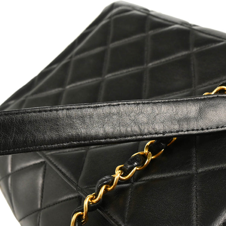 Chanel 1996-1997 Black Lambskin Straight Flap Shoulder Bag