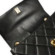 Chanel 1996-1997 Black Lambskin Straight Flap Shoulder Bag