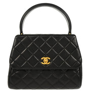Chanel 1996-1997 Black Lambskin Top Handle Handbag