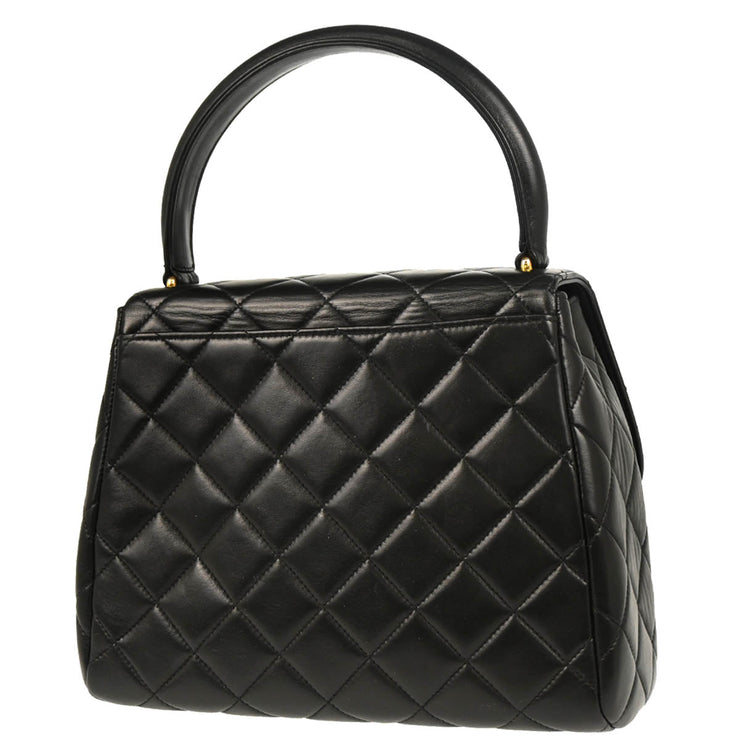 Chanel 1996-1997 Black Lambskin Top Handle Handbag