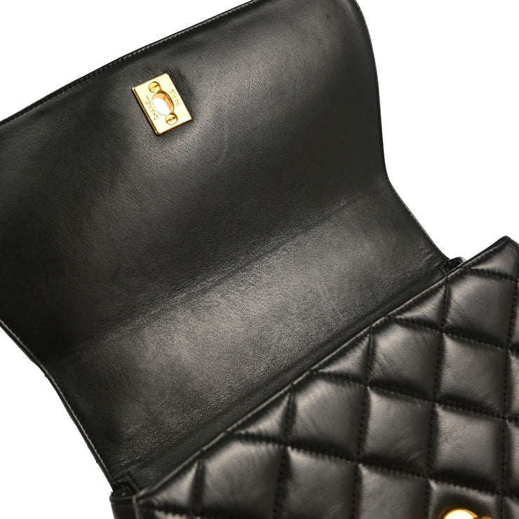 Chanel 1996-1997 Black Lambskin Top Handle Handbag