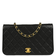 Chanel 2005-2006 Black Lambskin Turnlock Small Full Flap Shoulder Bag