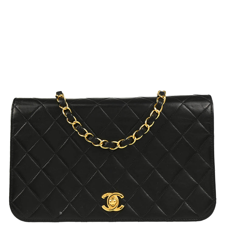 Chanel 2005-2006 Black Lambskin Turnlock Small Full Flap Shoulder Bag