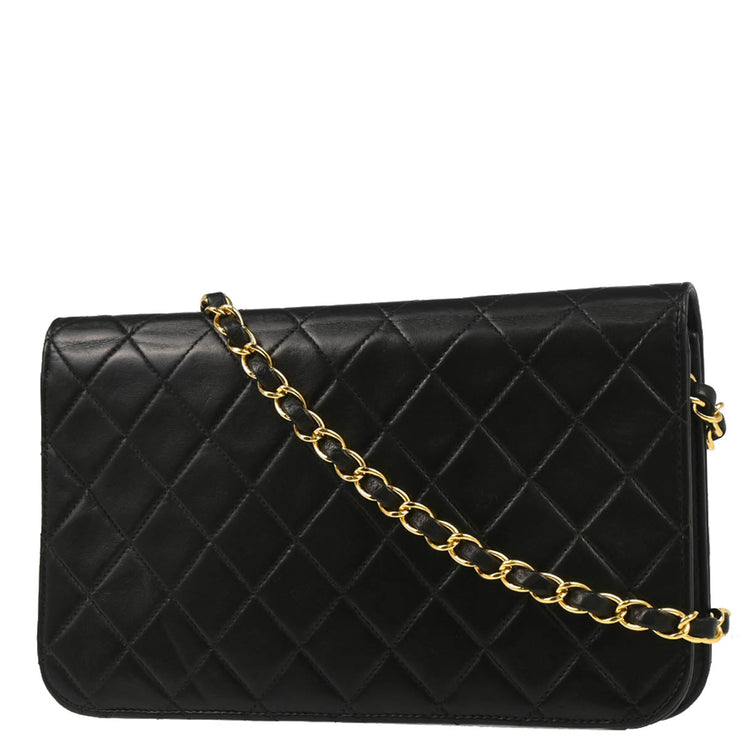 Chanel 2005-2006 Black Lambskin Turnlock Small Full Flap Shoulder Bag