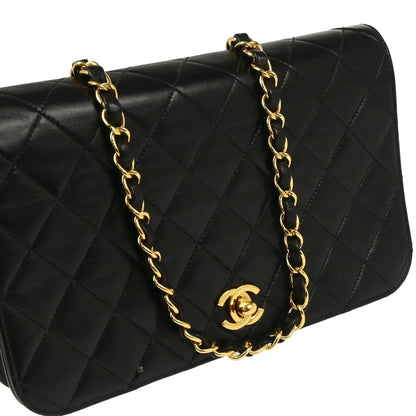 Chanel 2005-2006 Black Lambskin Turnlock Small Full Flap Shoulder Bag