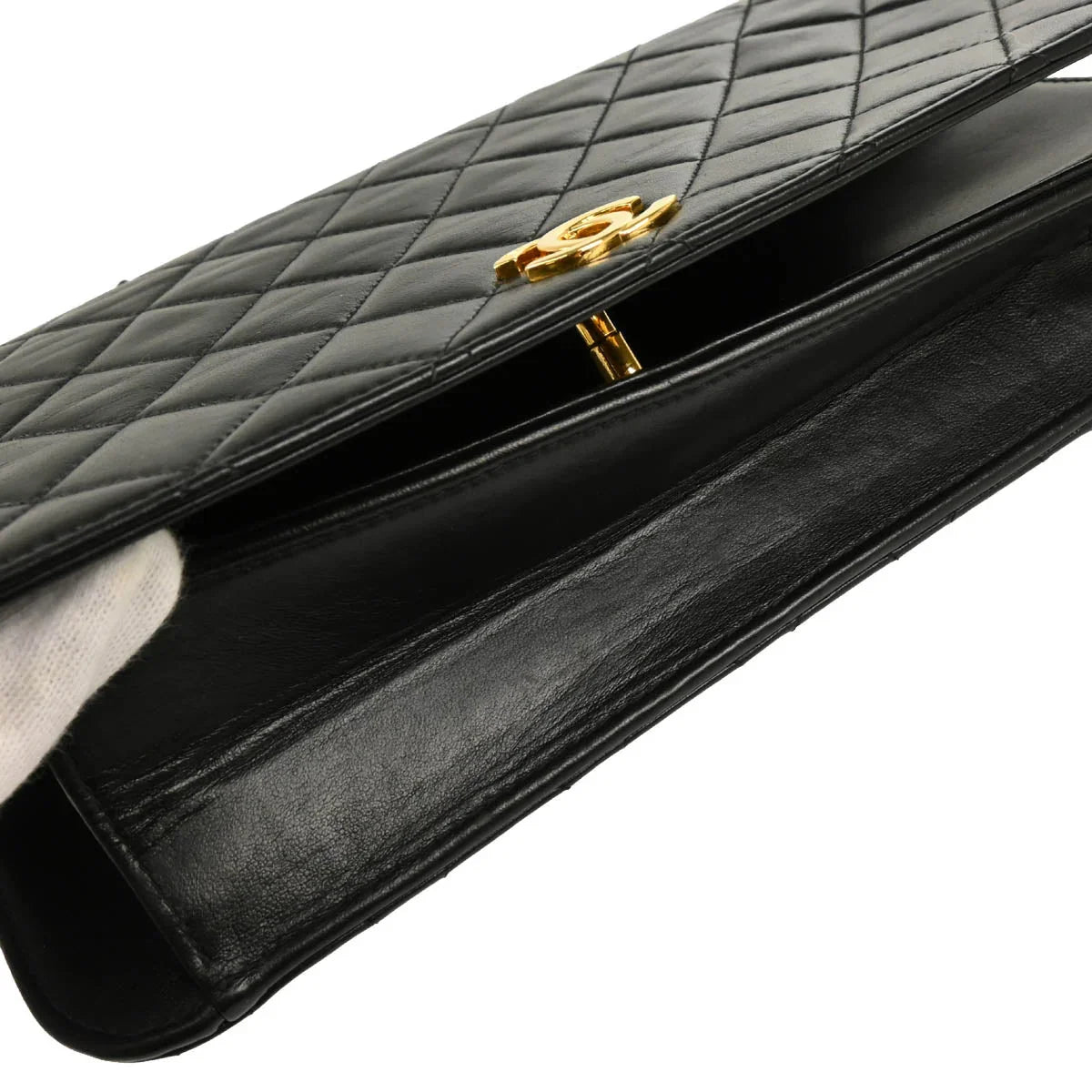 Chanel 2005-2006 Black Lambskin Turnlock Small Full Flap Shoulder Bag
