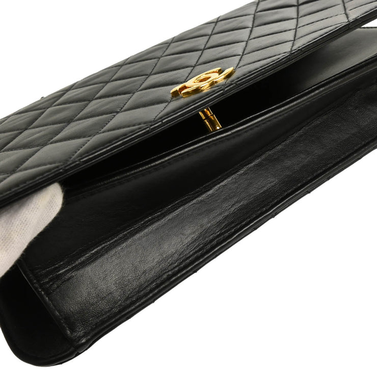 Chanel 2005-2006 Black Lambskin Turnlock Small Full Flap Shoulder Bag
