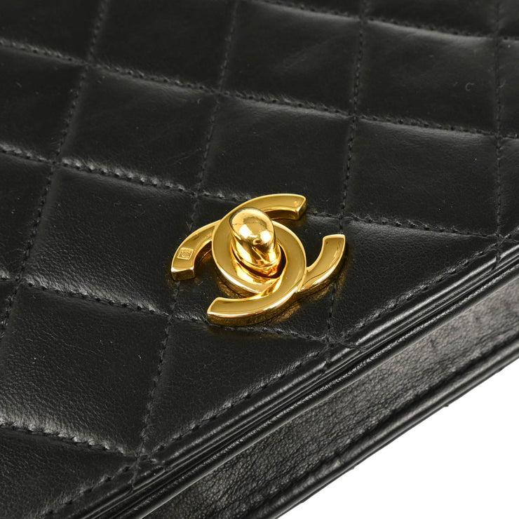 Chanel 2005-2006 Black Lambskin Turnlock Small Full Flap Shoulder Bag