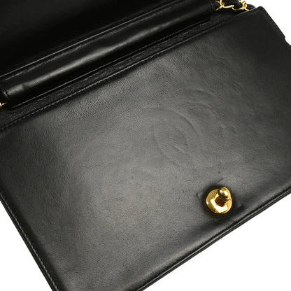 Chanel 2005-2006 Black Lambskin Turnlock Small Full Flap Shoulder Bag