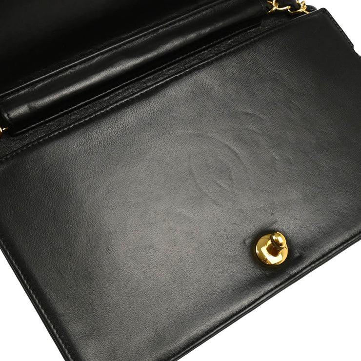 Chanel 2005-2006 Black Lambskin Turnlock Small Full Flap Shoulder Bag