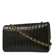 Chanel 1991-1994 Black Lambskin Vertical Stitch Single Flap Shoulder Bag