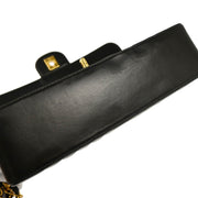Chanel 1991-1994 Black Lambskin Vertical Stitch Single Flap Shoulder Bag