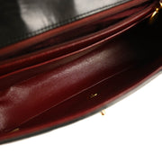Chanel 1991-1994 Black Lambskin Vertical Stitch Single Flap Shoulder Bag