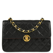 Chanel 1986-1988 Black Lambskin Single Flap Shoulder Bag