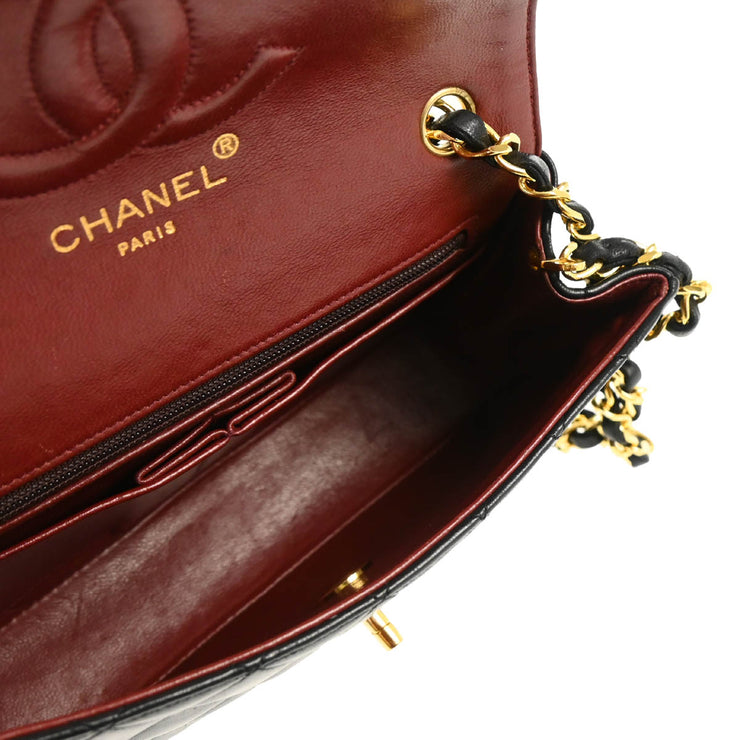 Chanel 1986-1988 Black Lambskin Single Flap Shoulder Bag