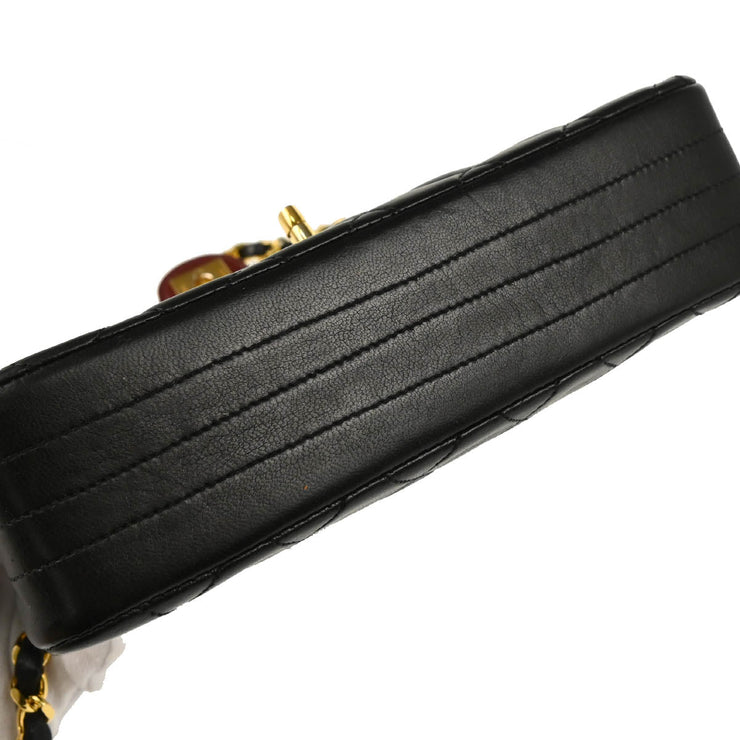 Chanel 1986-1988 Black Lambskin Single Flap Shoulder Bag