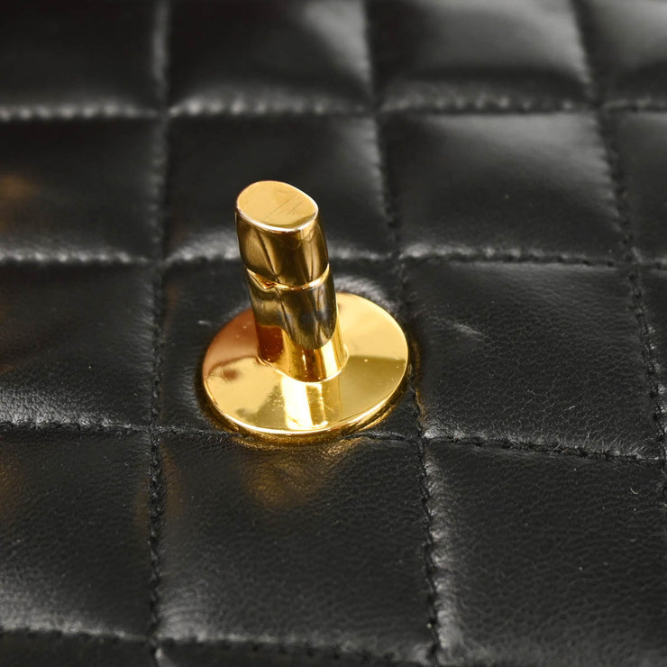 Chanel 1986-1988 Black Lambskin Single Flap Shoulder Bag