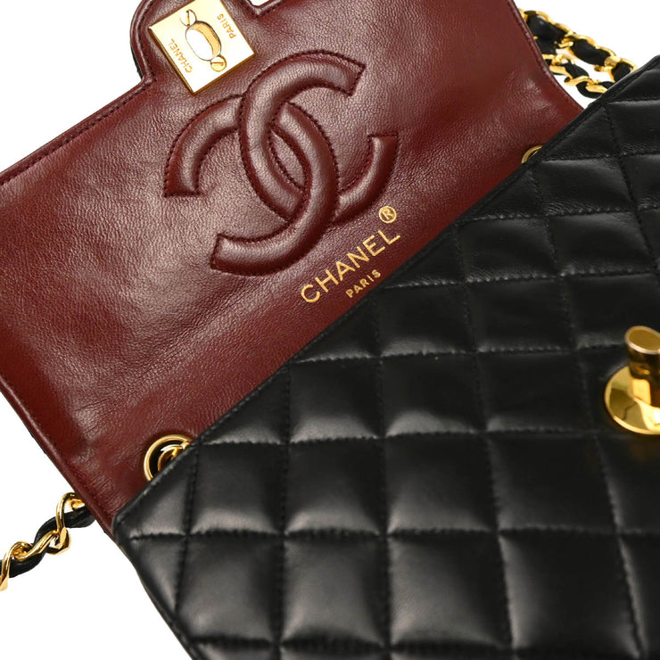 Chanel 1986-1988 Black Lambskin Single Flap Shoulder Bag