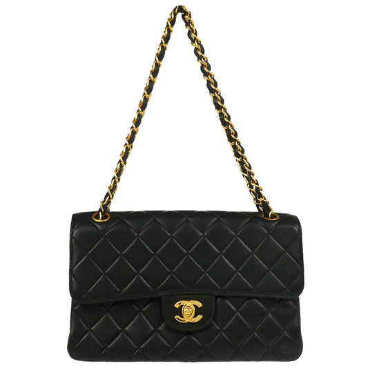 Chanel 1994-1996 Black Lambskin Double Sided Classic Flap Shoulder Bag