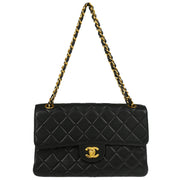 Chanel 1994-1996 Black Lambskin Double Sided Classic Flap Shoulder Bag