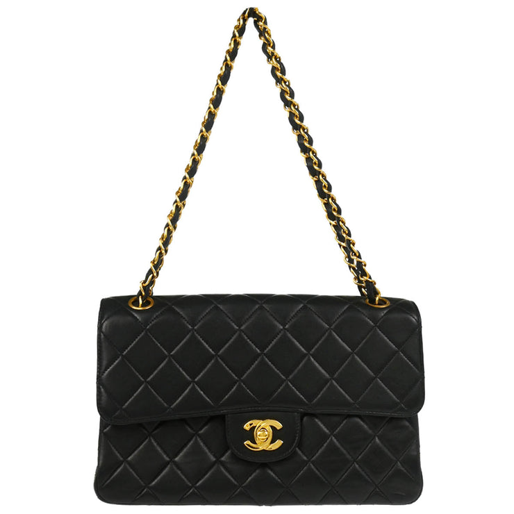 Chanel 1994-1996 Black Lambskin Double Sided Classic Flap Shoulder Bag