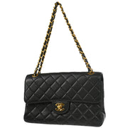 Chanel 1994-1996 Black Lambskin Double Sided Classic Flap Shoulder Bag
