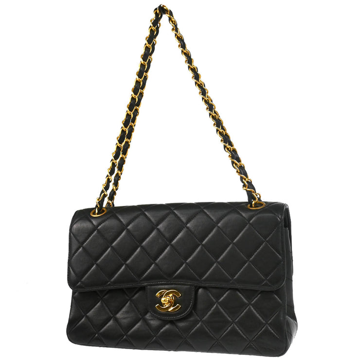 Chanel 1994-1996 Black Lambskin Double Sided Classic Flap Shoulder Bag