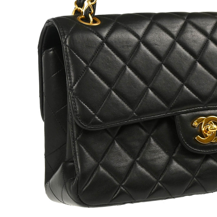 Chanel 1994-1996 Black Lambskin Double Sided Classic Flap Shoulder Bag