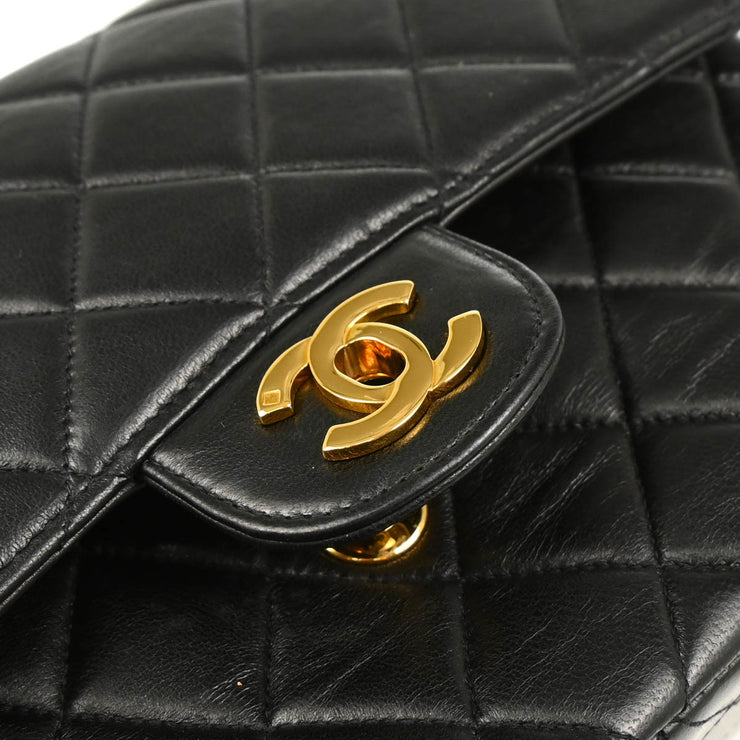 Chanel 1994-1996 Black Lambskin Double Sided Classic Flap Shoulder Bag