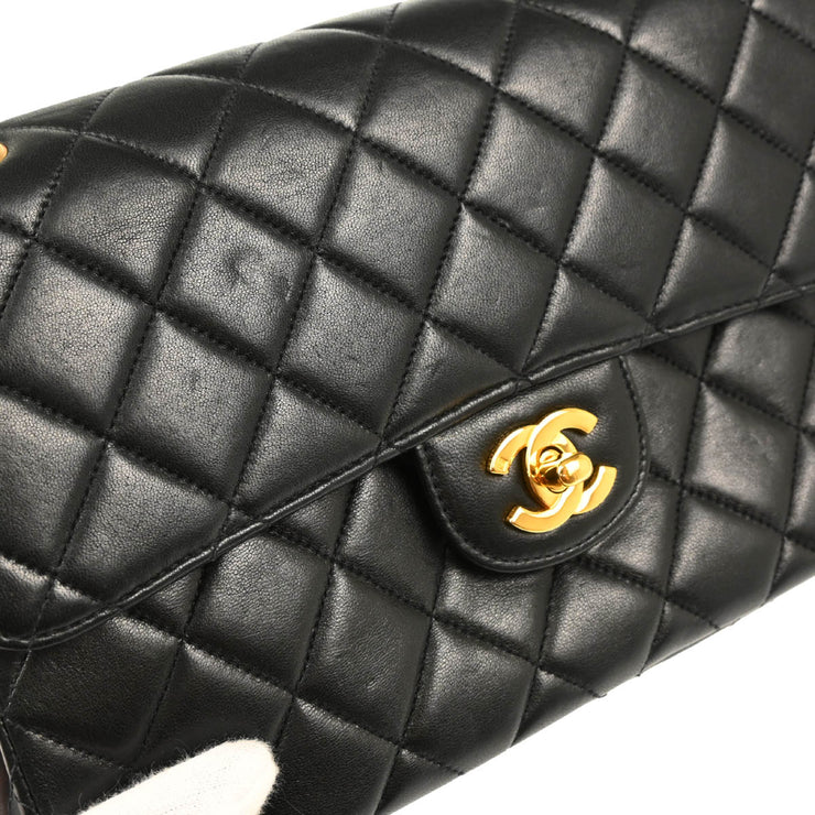 Chanel 1994-1996 Black Lambskin Double Sided Classic Flap Shoulder Bag