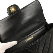 Chanel 1994-1996 Black Lambskin Double Sided Classic Flap Shoulder Bag