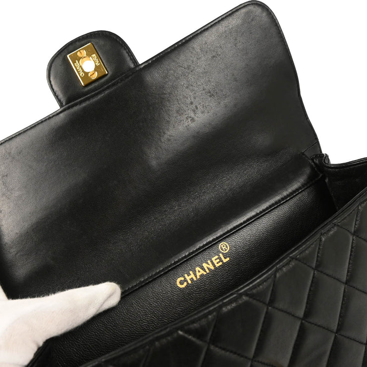Chanel 1994-1996 Black Lambskin Double Sided Classic Flap Shoulder Bag