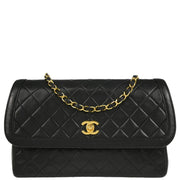 Chanel 1989-1991 Black Lambskin Single Flap Shoulder Bag