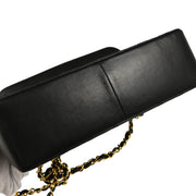 Chanel 1989-1991 Black Lambskin Single Flap Shoulder Bag