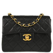 Chanel 1989-1991Black Lambskin Mini Classic Square Flap Shoulder Bag 17