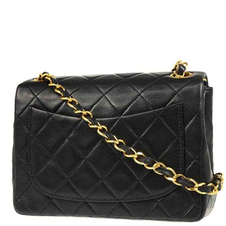 Chanel 1989-1991Black Lambskin Mini Classic Square Flap Shoulder Bag 17