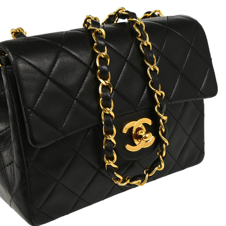 Chanel 1989-1991Black Lambskin Mini Classic Square Flap Shoulder Bag 17
