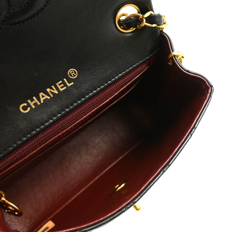Chanel 1989-1991Black Lambskin Mini Classic Square Flap Shoulder Bag 17