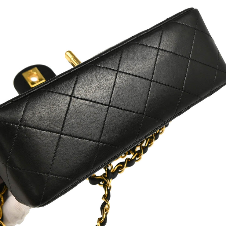 Chanel 1989-1991Black Lambskin Mini Classic Square Flap Shoulder Bag 17