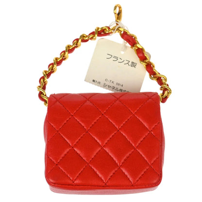 Chanel Red Lambskin Classic Flap Micro Bag
