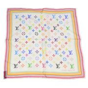 Louis Vuitton White Multicolor Scarf Handkerchief M71913 Small Good