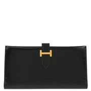 Hermes 1999 Black Box Calf Bearn Bifold Long Wallet