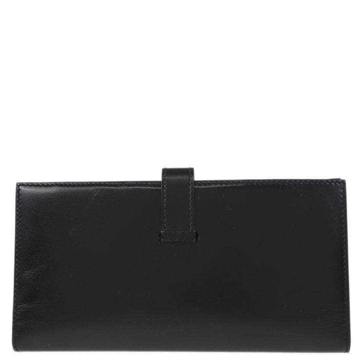 Hermes 1999 Black Box Calf Bearn Bifold Long Wallet