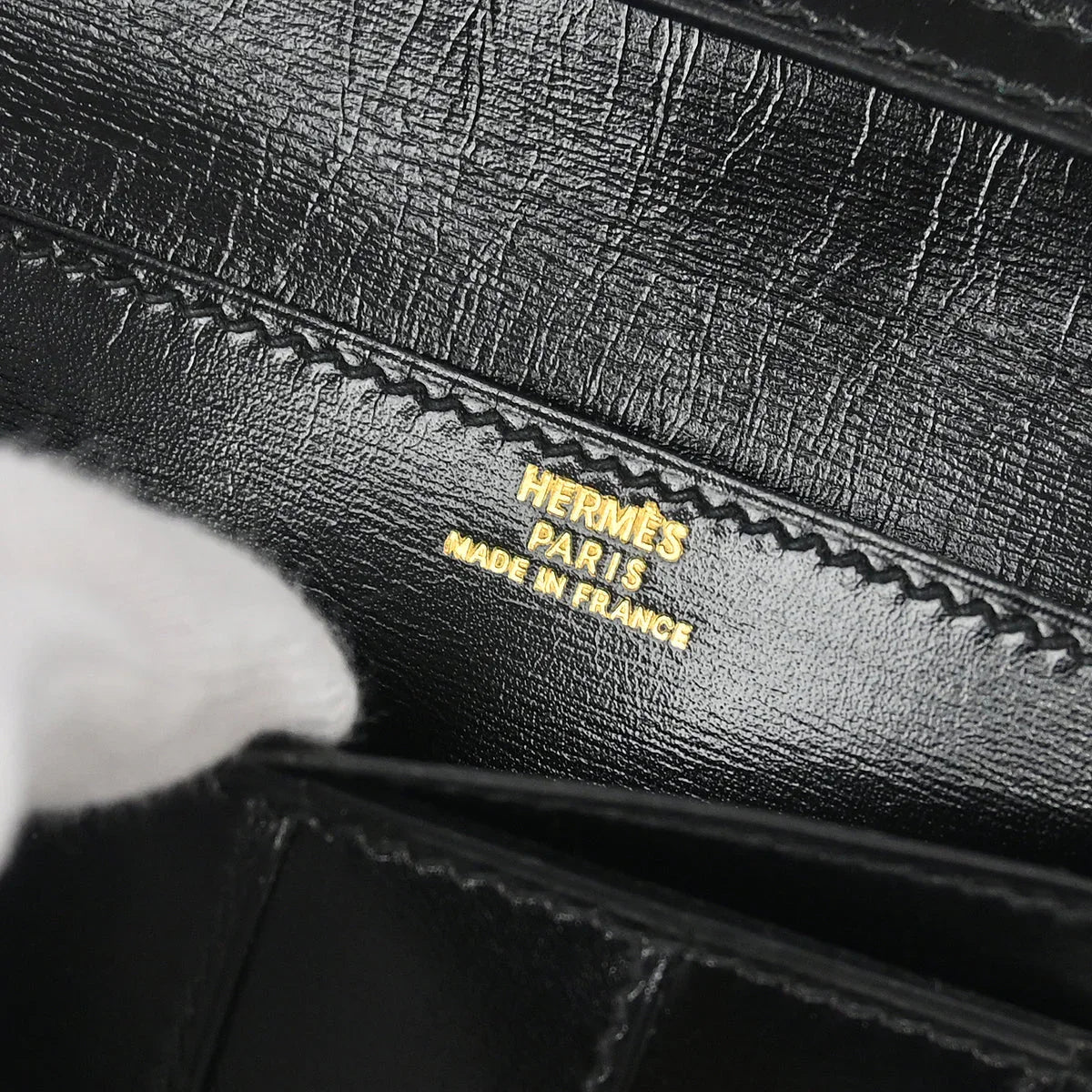 Hermes 1999 Black Box Calf Bearn Bifold Long Wallet