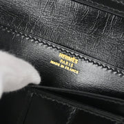 Hermes 1999 Black Box Calf Bearn Bifold Long Wallet